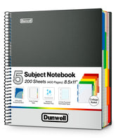 Dunwell cuaderno 5 materias vista frontal azul organización profesional