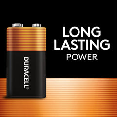Duracell 9V primer plano de terminales que evidencia conexión fiable en equipos