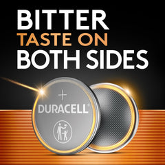 Duracell CR2032 close-up of cell surface with clear brand marking for reliability