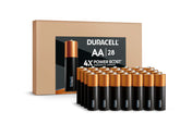 Duracell Optimum paquete frontal mostrando 28 pilas y visibilidad del cierre reclosable