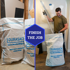 DURASACK bolsas en obra llenas de escombros demostrando capacidad y durabilidad