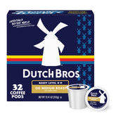 Dutch Bros caja frontal mostrando diseño de marca y descripción del producto