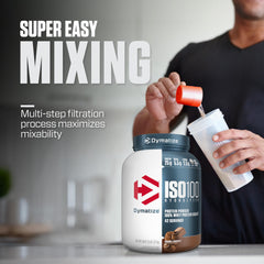 Dymatize ISO100 etiqueta nutricional e ingredientes subraya alto contenido proteico