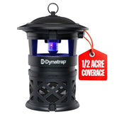 DynaTrap vista frontal mostrando su diseño discreto y protección de patio