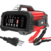 E-FAST vista frontal del cargador que muestra la marca y botones, confiable para carga rápida
