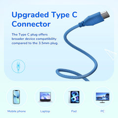 EarFun K3 Kids primer plano del conector USB‑C para compatibilidad