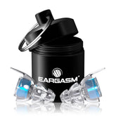 Eargasm paquete frontal azul que muestra diseño y protección auditiva