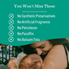 Earth Mama ingredient label highlighting organic botanicals and safety