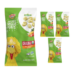 Earth's Best empaque frontal de Veggie Puffs mostrando diseño atractivo y beneficios