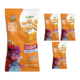 Earth's Best envase frontal de Veggie Puffs Cheddar mostrando beneficios orgánicos