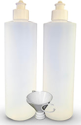 Earth's Essentials vista frontal de las dos botellas de 16 oz para dispensar de forma segura
