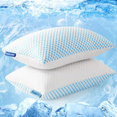EASELAND almohadas queen firm vista frontal y empaque, soporte firme visible
