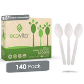 Ecovita paquete frontal mostrando 140 cucharas, solución durable y ecológica