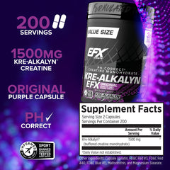 EFX Sports detalle de cápsulas Kre-Alkalyn EFX mostrando textura y tamaño