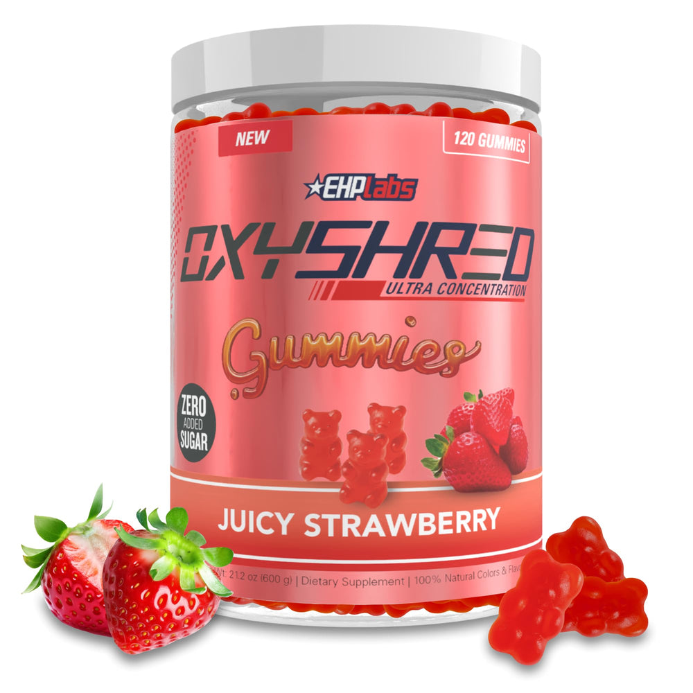 EHP Labs gomitas OxyShred frente mostrando envase y beneficio energía limpia