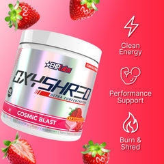 EHP Labs vaso con OxyShred mezclado listo para entrenar y dar energía