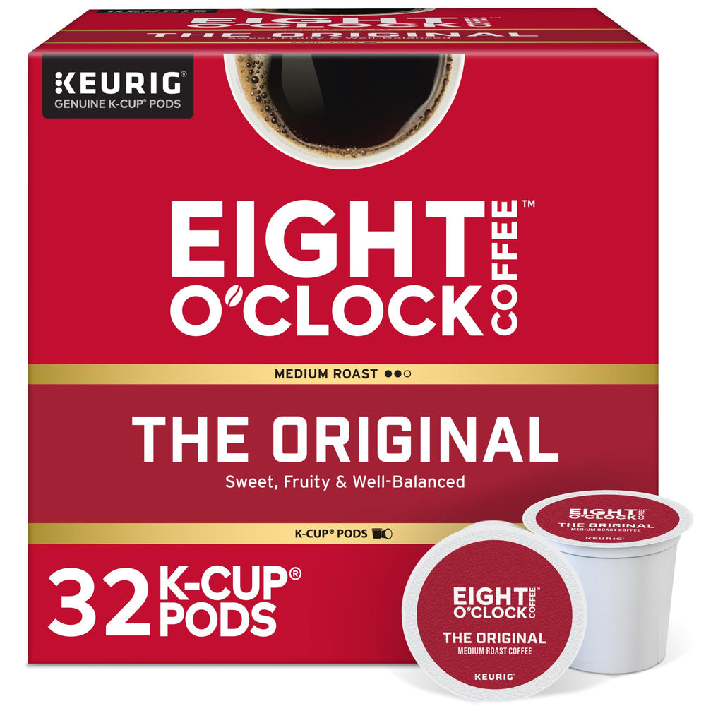 Eight O'Clock Coffee vista frontal del envase destacando conveniencia