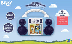 eKids Bluey en uso durante el juego de estatuas para movimiento