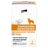 Elanco envase frontal de Tapeworm Dewormer mostrando cantidad y marca, fácil identificación