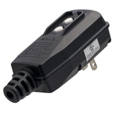 ELEGRP vista frontal del ensamblaje GFCI mostrando botones y clavijas, seguridad inmediata