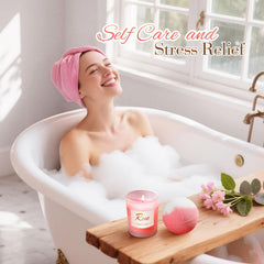 Eletorot vela de soja rosa encendida creando ambiente relajante