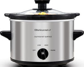 Elite Gourmet vista frontal acero inoxidable, diseño compacto y elegante