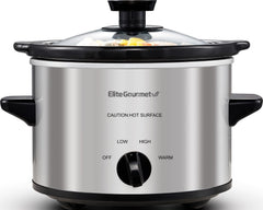 Elite Gourmet vista frontal acero inoxidable, diseño compacto y elegante