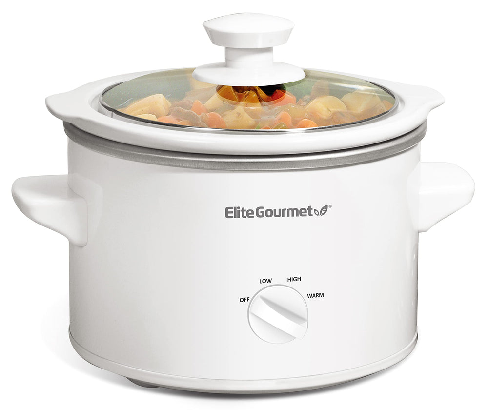 Elite Gourmet vista frontal del producto blanco para servir y cocinar