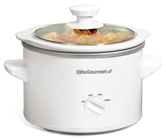 Elite Gourmet vista frontal del producto blanco para servir y cocinar