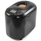 Elite Gourmet vista frontal negra con pan recién horneado y beneficio de pan casero