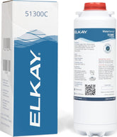 Elkay cartucho WaterSentry Plus frontal mostrando embalaje y beneficio de filtrado