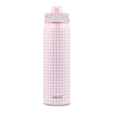 Ello botella frontal rosa gingham elegante y resistente para uso diario