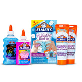 Elmer's kit abierto mostrando botellas y activador, diversión segura