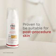 Etiqueta EltaMD con ingredientes clave y beneficio antioxidante visible