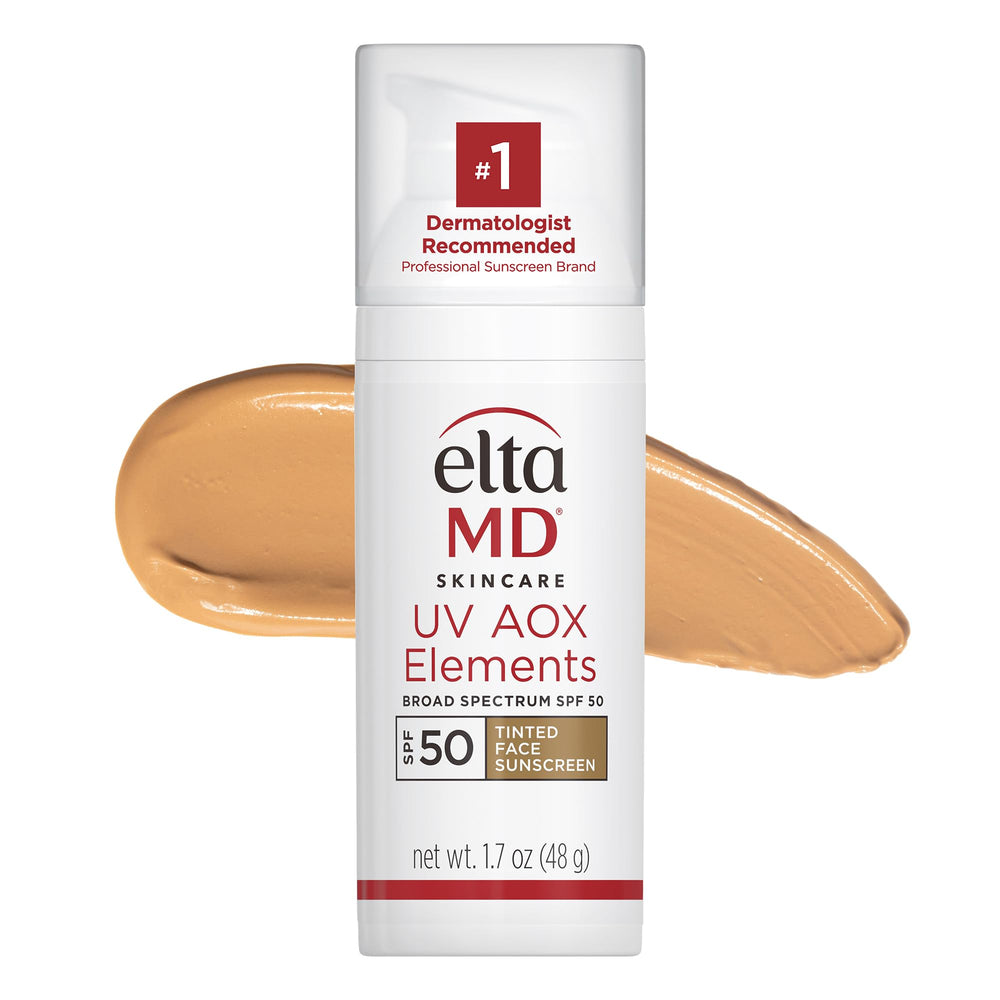 EltaMD envase frontal UV AOX Elements mostrando protección y beneficio hidratante