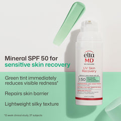 EltaMD textura ligera en primer plano, absorción rápida y acabado natural