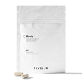 ELYSIUM frasco frontal de Basis mostrando etiqueta y beneficio claridad