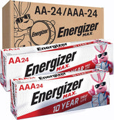Energizer AA embalaje frontal mostrando cantidad y beneficio de larga duración