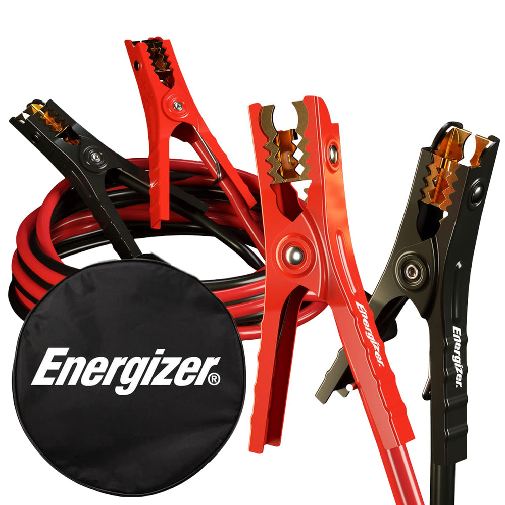 Energizer cables frente al empaque mostrando longitud y calibre, listo para emergencias