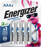 Energizer pack frontal de 8 pilas AAA mostrando presentación y ahorro