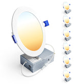 Ensenior vista frontal del pack de seis focos LED mostrando estética y ahorro