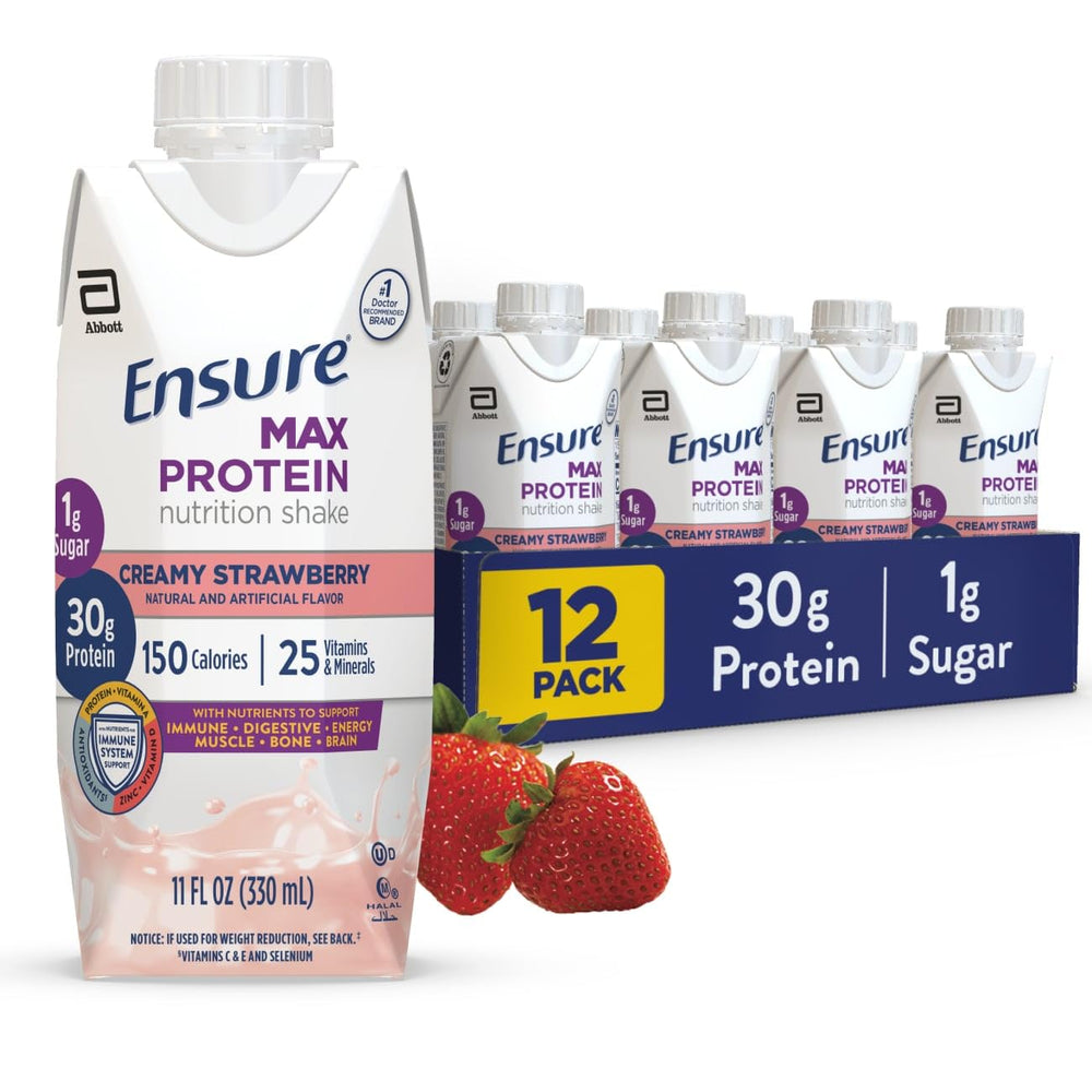 Ensure envase frontal Creamy Strawberry mostrando diseño y beneficio nutricional