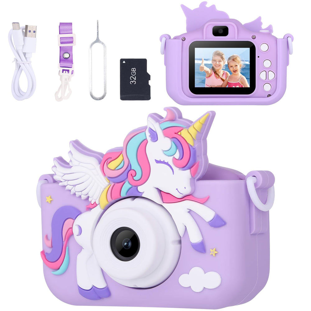 Envyvip cámara unicornio frontal mostrando diseño color morado y botones grandes
