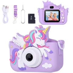 Envyvip cámara unicornio frontal mostrando diseño color morado y botones grandes