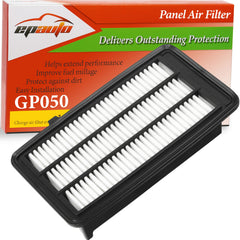 EPAuto filtro GP050 frontal del empaque mostrando compatibilidad y ajuste