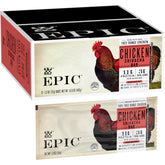 Epic empaque frontal mostrando barras de pollo sriracha y ventaja portable