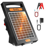 Epoify vista frontal del cargador solar mostrando controles y durabilidad