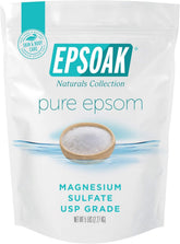 Epsoak frente del empaque mostrando la bolsa resellable y marca Epsoak para almacenamiento práctico