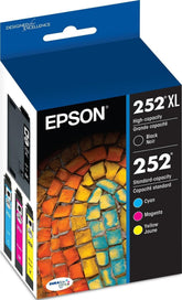 Epson cartuchos 252 pack frontal mostrando embalaje y beneficios de durabilidad