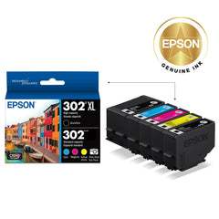 Epson 302 detalle de etiqueta con compatibilidad y fácil instalación